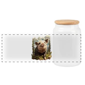 Cochon Cochon - Boîte à biscuits avec couvercle en bois - blanc - Devant