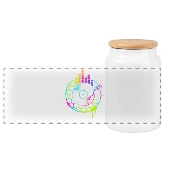 Musique Vinyle Platine DJ Equalizer Retro - Boîte à biscuits avec couvercle en bois - blanc - Devant