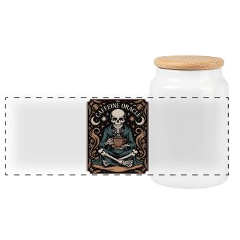 The Caffeine Oracle Skeleton Coffee Oracle - Panoramic Cookie Jar with Wooden Lid - white - Front