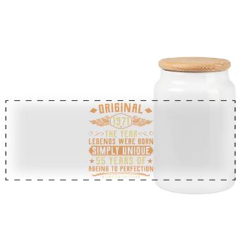 Original 1971 Vintage Legend 55ème Anniversaire - Boîte à biscuits avec couvercle en bois - blanc - Devant