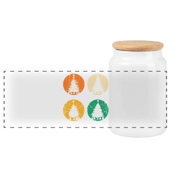 Santa Claus Christmas Tree Christmas - Panoramic Cookie Jar with Wooden Lid - white - Front