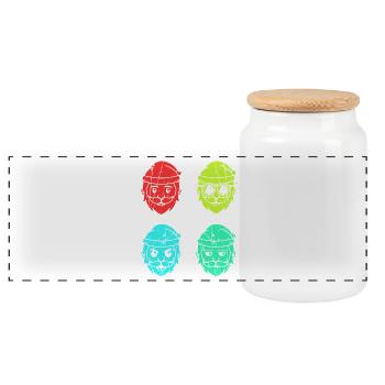 Santa Claus Christmas Tree Christmas - Panoramic Cookie Jar with Wooden Lid - white - Front