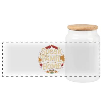 Speak Tamil Feel Home Tamilisch Sri Lanka - Panorama Keksdose mit Holzdeckel - Weiß - Vorne