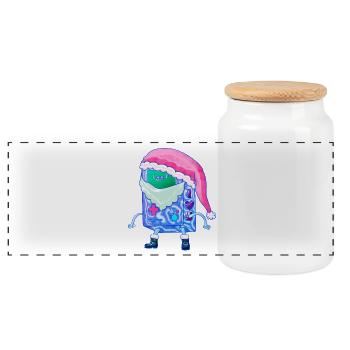 Weihnachts Game Konsole Kawaii Robot Santa - Panorama Keksdose mit Holzdeckel - Weiß - Vorne
