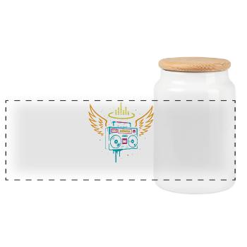 Anges boombox néon, ambiances de musique de rue - Boîte à biscuits avec couvercle en bois - blanc - Devant