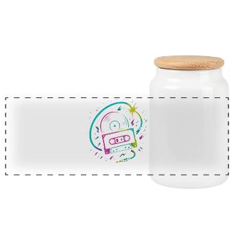 Vinyle mixtape rétro, beats néon rave - Boîte à biscuits avec couvercle en bois - blanc - Devant