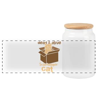 Schrödinger's cat - Panoramic Cookie Jar with Wooden Lid - white - Front