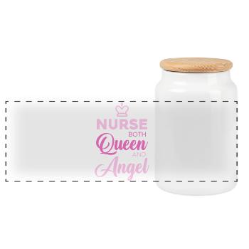Nurse Queen Angel Typography - Panorama Keksdose mit Holzdeckel - Weiß - Vorne