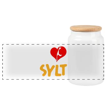 Vacances en mer du Nord J’ADORE SYLT Drôle - Boîte à biscuits avec couvercle en bois - blanc - Devant