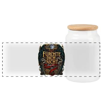 FEAR NOT Bible Isaiah 41:10 Fantasy - Panoramic Cookie Jar with Wooden Lid - white - Front