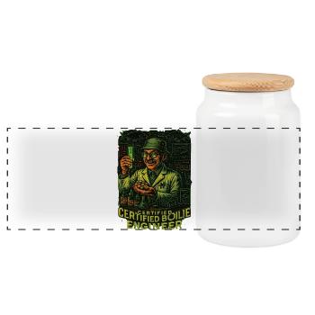 Certified Boilie Engineer for Fishing Enthusiasts - Panoramic Cookie Jar with Wooden Lid - white - Front