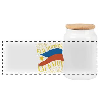 Real Filipinos Eat Balut Philippines - Panoramic Cookie Jar with Wooden Lid - white - Front