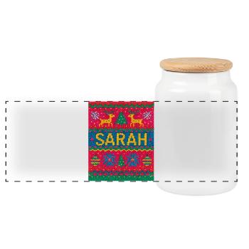 Sarah Weihnachts-Strick-Fußabtreter - Panorama Keksdose mit Holzdeckel - Weiß - Vorne
