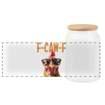 Verres de poulet F-Caw-F - Boîte à biscuits avec couvercle en bois - blanc - Devant
