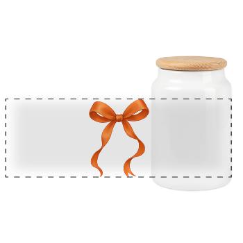 Cute, flirty orange bow for girls - Panoramic Cookie Jar with Wooden Lid - white - Front