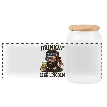 Patriotischer Vintage Drinkin Like Lincoln Style - Panorama Keksdose mit Holzdeckel - Weiß - Vorne