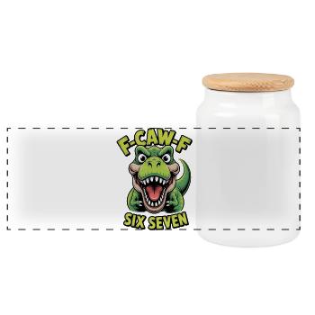 Cawing Rex Six Seven Tee - Panoramic Cookie Jar with Wooden Lid - white - Front