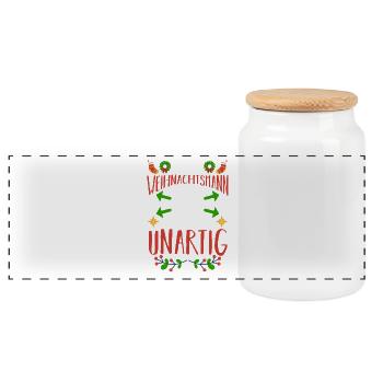 Weihnachtsmann Die Waren Alle Unartig - Panorama Keksdose mit Holzdeckel - Weiß - Vorne