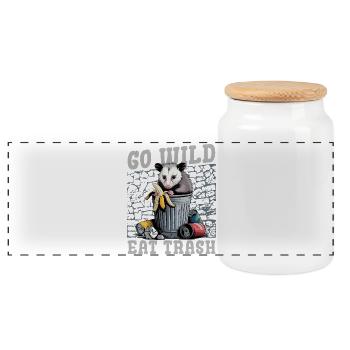 Drôle d’opossum - Boîte à biscuits avec couvercle en bois - blanc - Devant