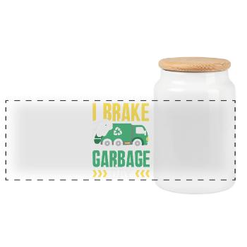 Garbage Day is my favorite day - Panoramic Cookie Jar with Wooden Lid - white - Front