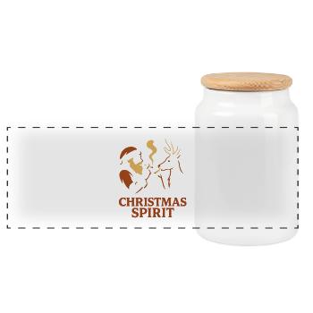 Christmas Spirit - Panorama Keksdose mit Holzdeckel - Weiß - Vorne