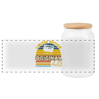 40 Ans Vintage Cadeau Anniversaire Rétro Original - Boîte à biscuits avec couvercle en bois - blanc - Devant