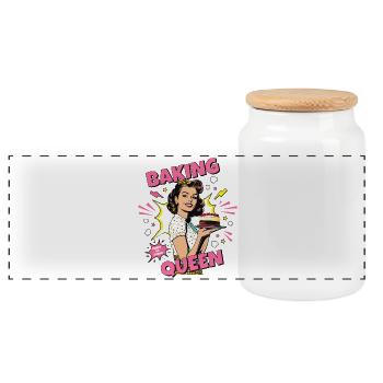 Baking Cake Baking Queen Baking Fairy Baker Pop Art - Panoramic Cookie Jar with Wooden Lid - white - Front
