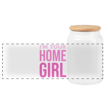 I'm Your Home Girl - Panoramic Cookie Jar with Wooden Lid - white - Front