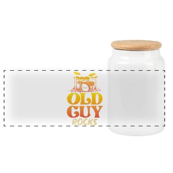 Old Man Rocks Drums - Boîte à biscuits avec couvercle en bois - blanc - Devant