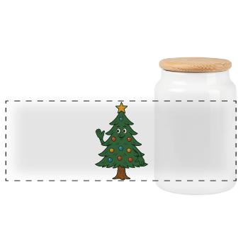 Joyeux Noël du Père Noël qui agite le sapin - Boîte à biscuits avec couvercle en bois - blanc - Devant