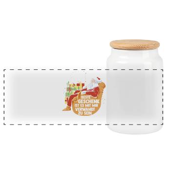 Weihnachtsmann Weihnachtszeit Weihnachts - Panorama Keksdose mit Holzdeckel - Weiß - Vorne