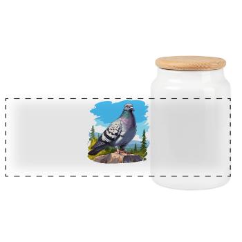 Tauben Taube - Panorama Keksdose mit Holzdeckel - Weiß - Vorne