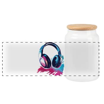 Headset Headphones - Panoramic Cookie Jar with Wooden Lid - white - Front