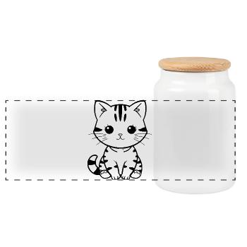 Katze Kätzchen Katzenshirt Geschenk Weihnachten - Panorama Keksdose mit Holzdeckel - Weiß - Vorne