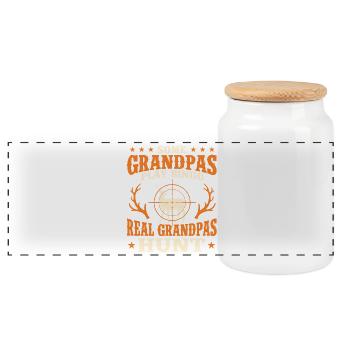 Citation de la chasse de vrai grand-père sur la chasse drôle en plein air - Boîte à biscuits avec couvercle en bois - blanc - Devant