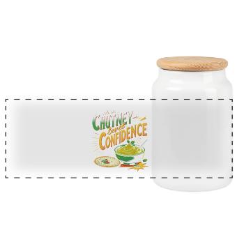 Tamil Tamil Sri Lankan Chutney Level Confidence - Panoramic Cookie Jar with Wooden Lid - white - Front