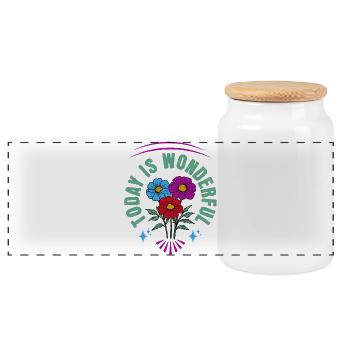 Motivation Today is wonderful - Panoramic Cookie Jar with Wooden Lid - white - Front