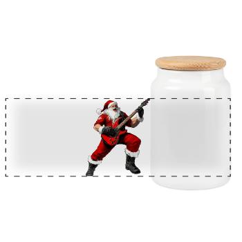 Guitaristes Noël - Boîte à biscuits avec couvercle en bois - blanc - Devant