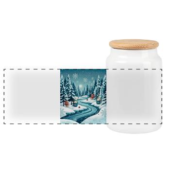 Cozy Winter Wonderland Apparel Design | Snowy Hood - Boîte à biscuits avec couvercle en bois - blanc - Devant