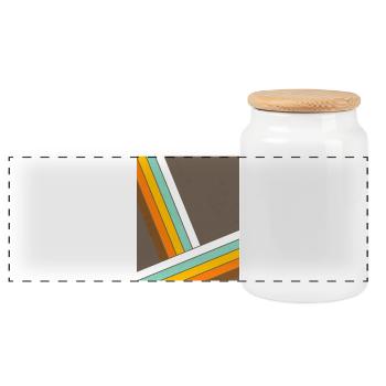 Bandes géométriques rétro des années 70 - Boîte à biscuits avec couvercle en bois - blanc - Devant