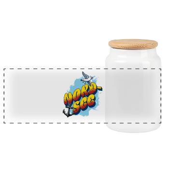 Mer du Nord | Anker et Mouette - Boîte à biscuits avec couvercle en bois - blanc - Devant