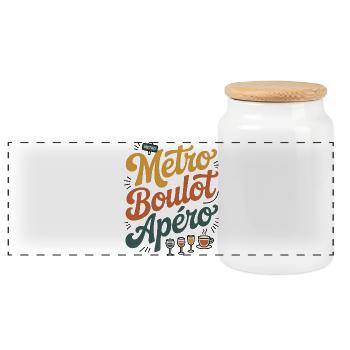 Métro Boulot Apéro Humour Routine Travail Soirée - Boîte à biscuits avec couvercle en bois - blanc - Devant