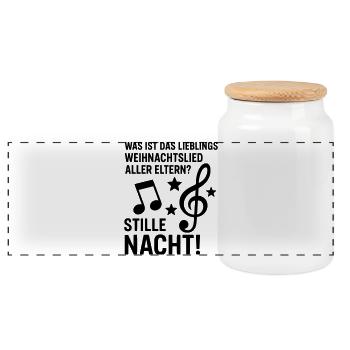 Silent Night Favorite Song Parents Wit - Panoramic Cookie Jar with Wooden Lid - white - Front