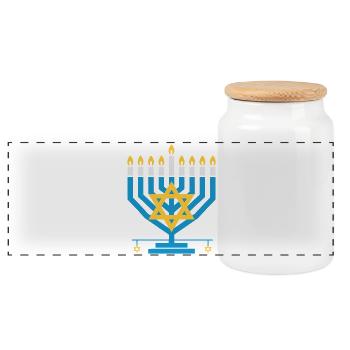 Hanukkah  - Panorama Keksdose mit Holzdeckel - Weiß - Vorne