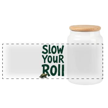 Slow Your Roll Turtle Saying - Panoramic Cookie Jar with Wooden Lid - white - Front