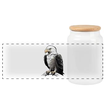 Portrait d’aigle puissant - Boîte à biscuits avec couvercle en bois - blanc - Devant