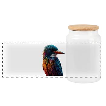 Bunter Eisvogel Farbenspiel - Panorama Keksdose mit Holzdeckel - Weiß - Vorne