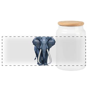 Geometrischer Blauer Elefant - Panorama Keksdose mit Holzdeckel - Weiß - Vorne