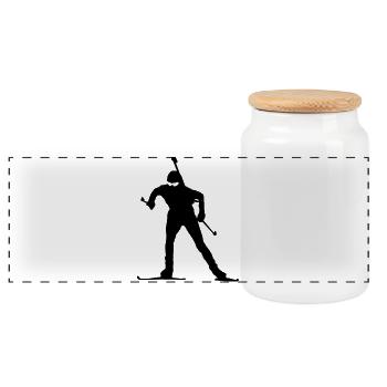biathlon - Panoramic Cookie Jar with Wooden Lid - white - Front