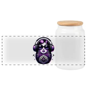 Russian Matryoshka Music Russia Russian - Panoramic Cookie Jar with Wooden Lid - white - Front